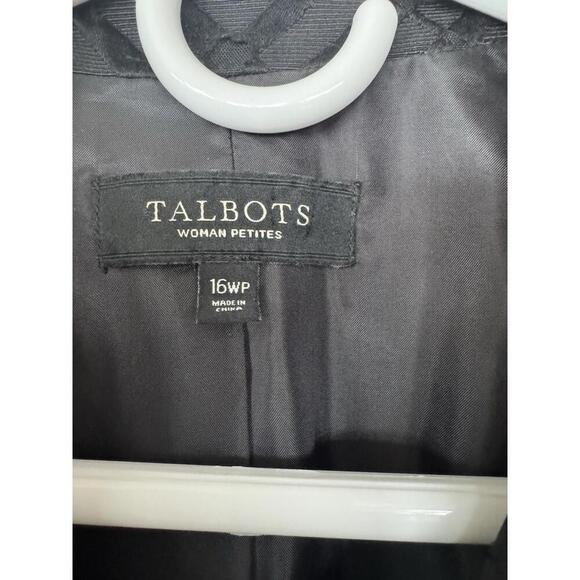 Talbots Womens Petite Textured Jacquard Black Dress Blazer Sz 16w - Picture 2 of 3